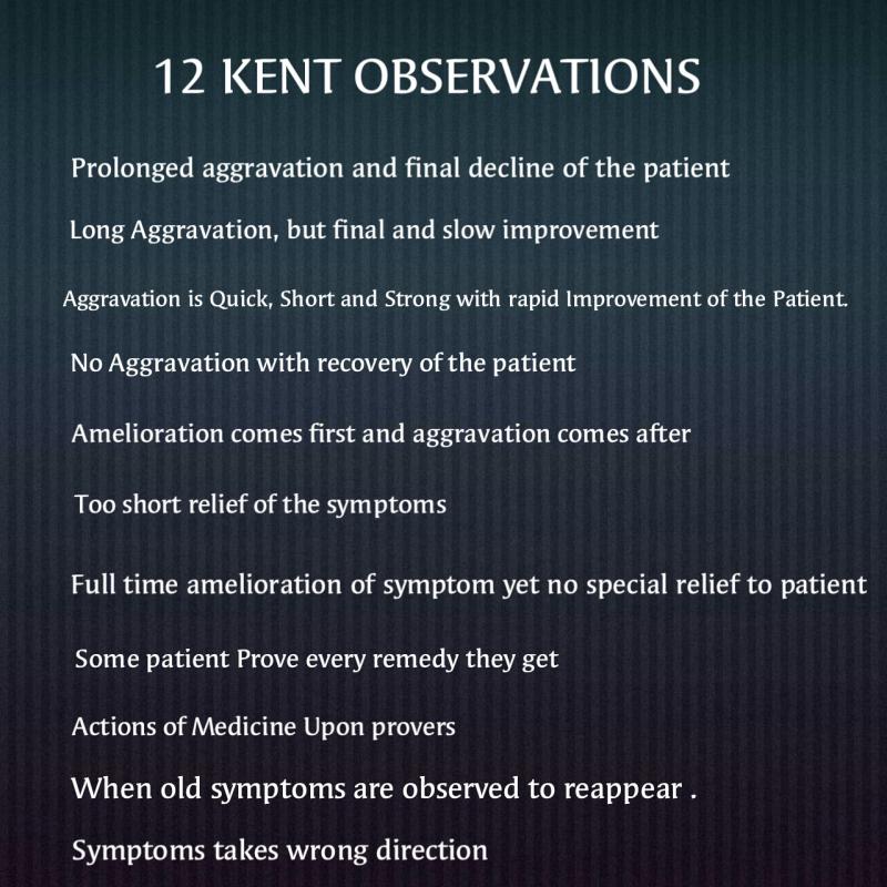 Kent's 12 Observation in Homeopathy treatment